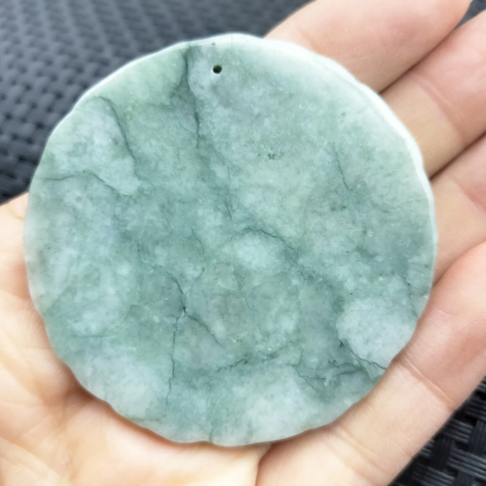Certified Green Burma Natural Type A Jade Jadeite Carved Blessing Coin Pendant - Image 6