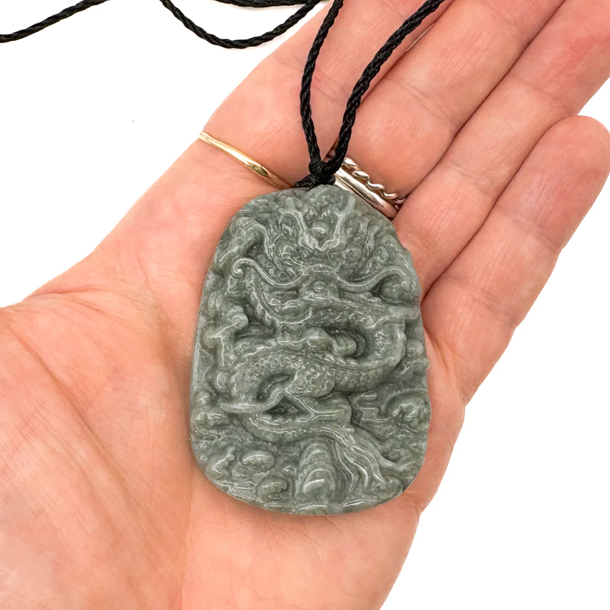 Certified Green Burma Natural Type A Jade Jadeite Carved Dragon Bead Pendant - Image 9