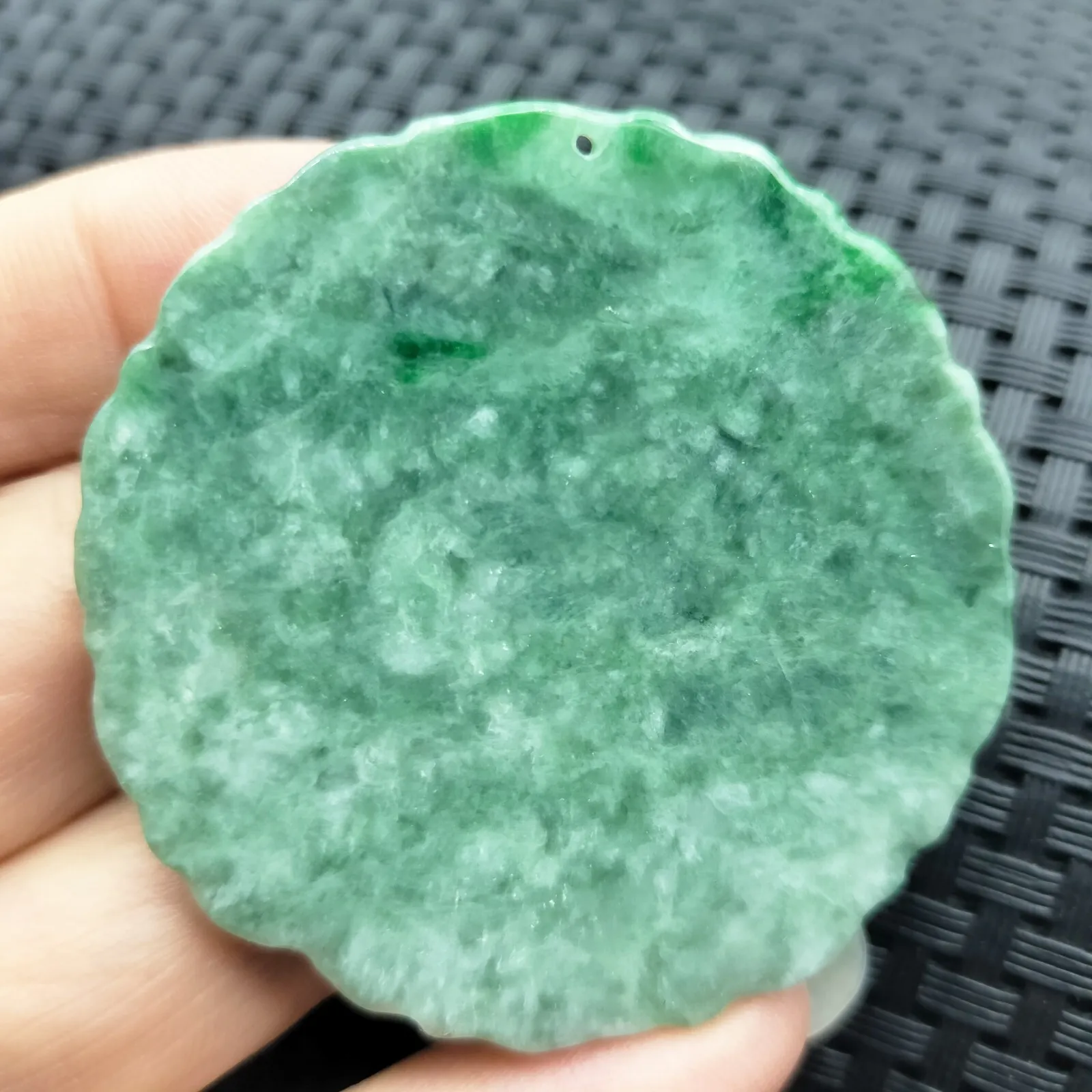 Certified Green Burma Natural Type A Jade Jadeite Carved Dragon Coin Pendant Necklace - Image 2