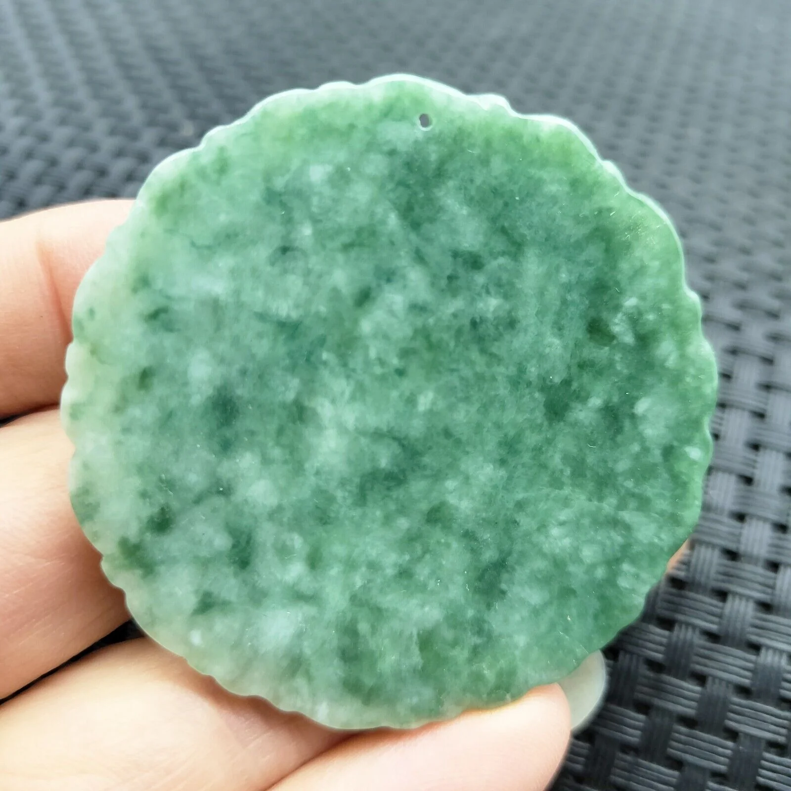 Certified Green Burma Natural Type A Jade Jadeite Carved Dragon Coin Pendant - Image 3