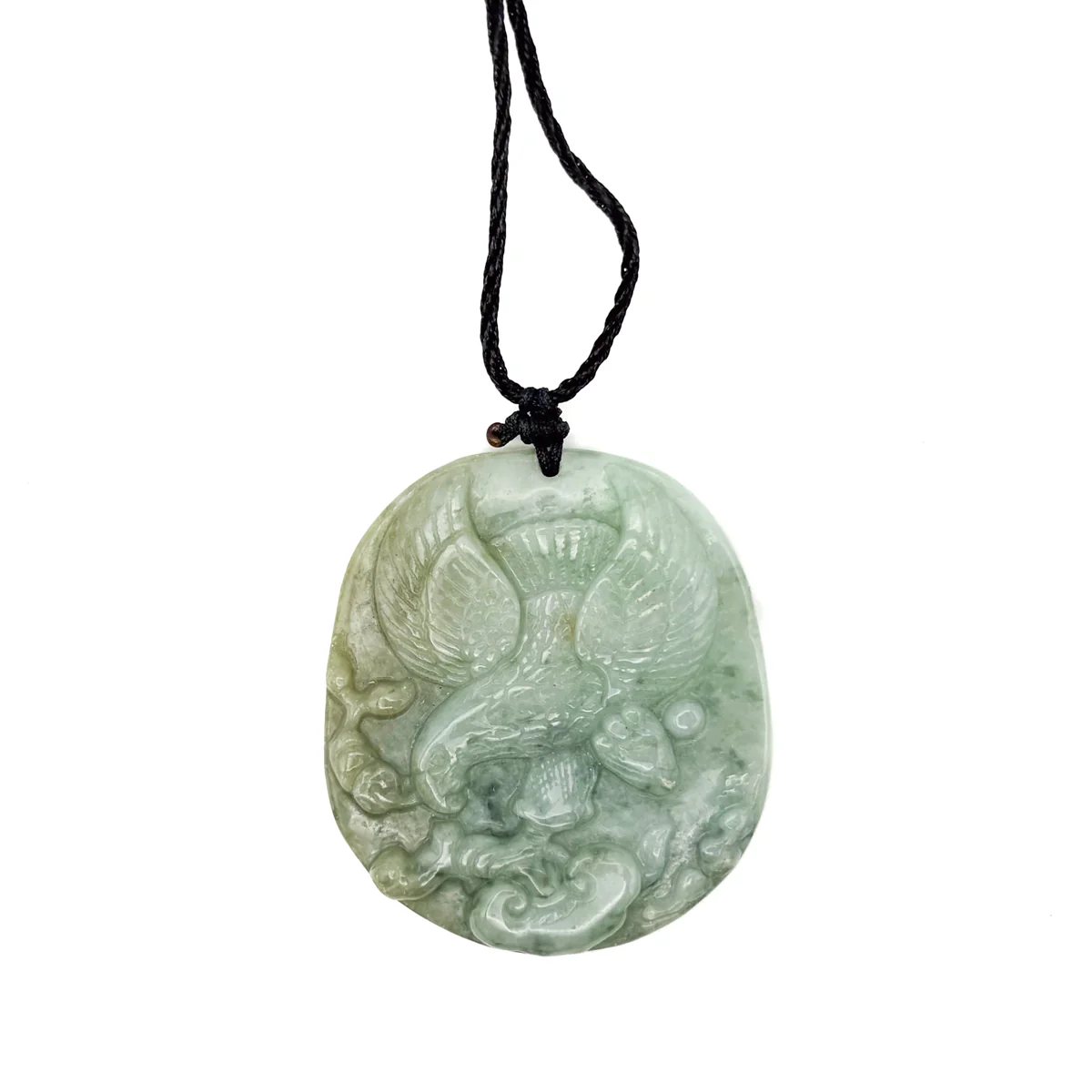 Certified Green Burma Natural Type A Jade Jadeite Carved Eagle Ruyi Pendant - Image 2