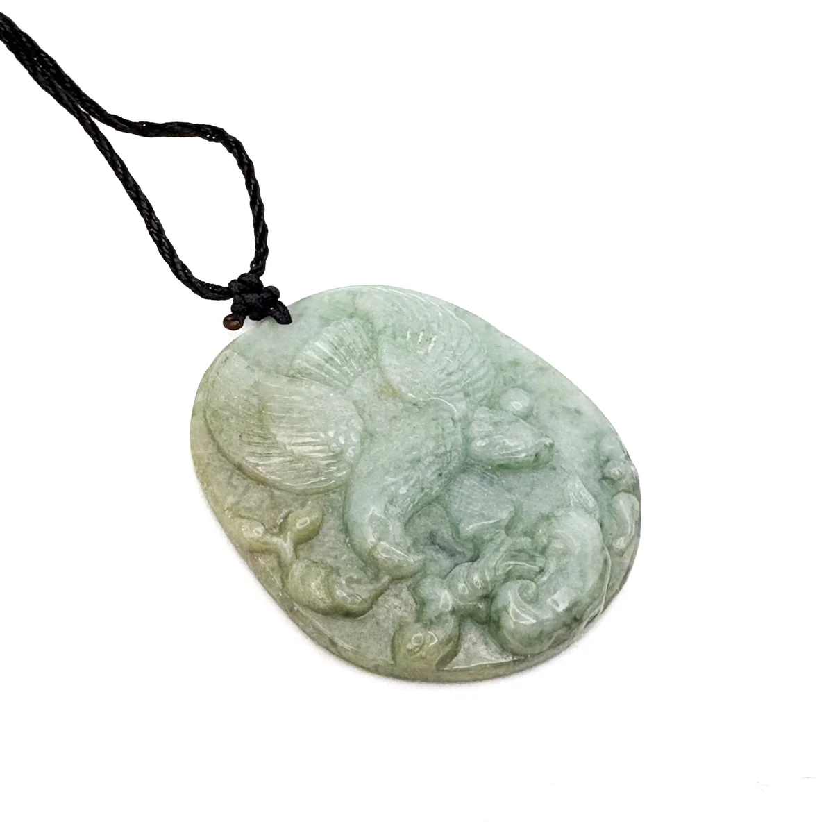 Certified Green Burma Natural Type A Jade Jadeite Carved Eagle Ruyi Pendant - Image 4