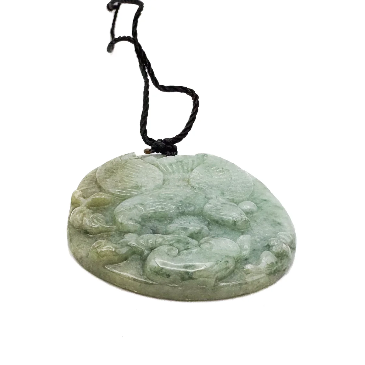 Certified Green Burma Natural Type A Jade Jadeite Carved Eagle Ruyi Pendant - Image 6