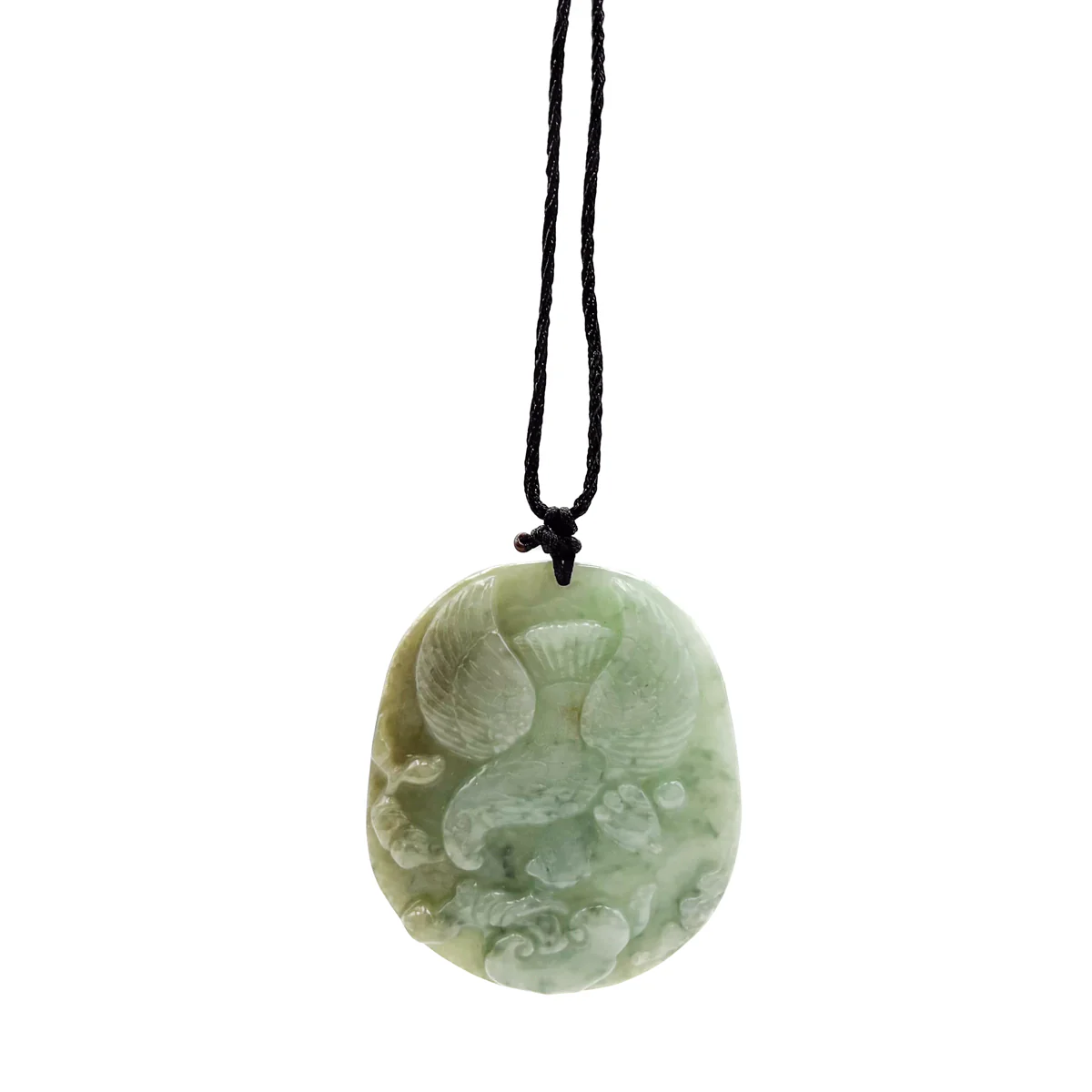Certified Green Burma Natural Type A Jade Jadeite Carved Eagle Ruyi Pendant - Image 7