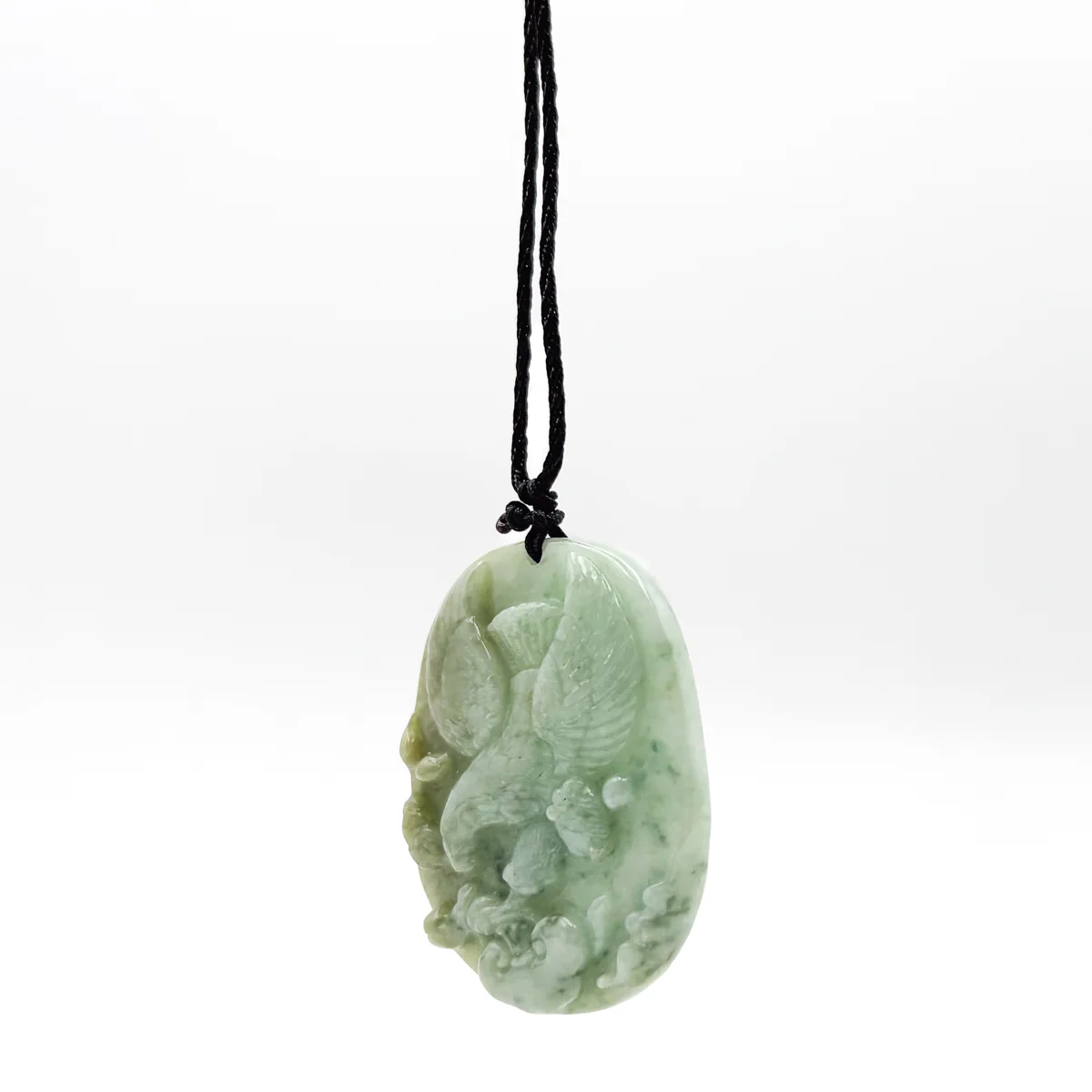 Certified Green Burma Natural Type A Jade Jadeite Carved Eagle Ruyi Pendant - Image 8