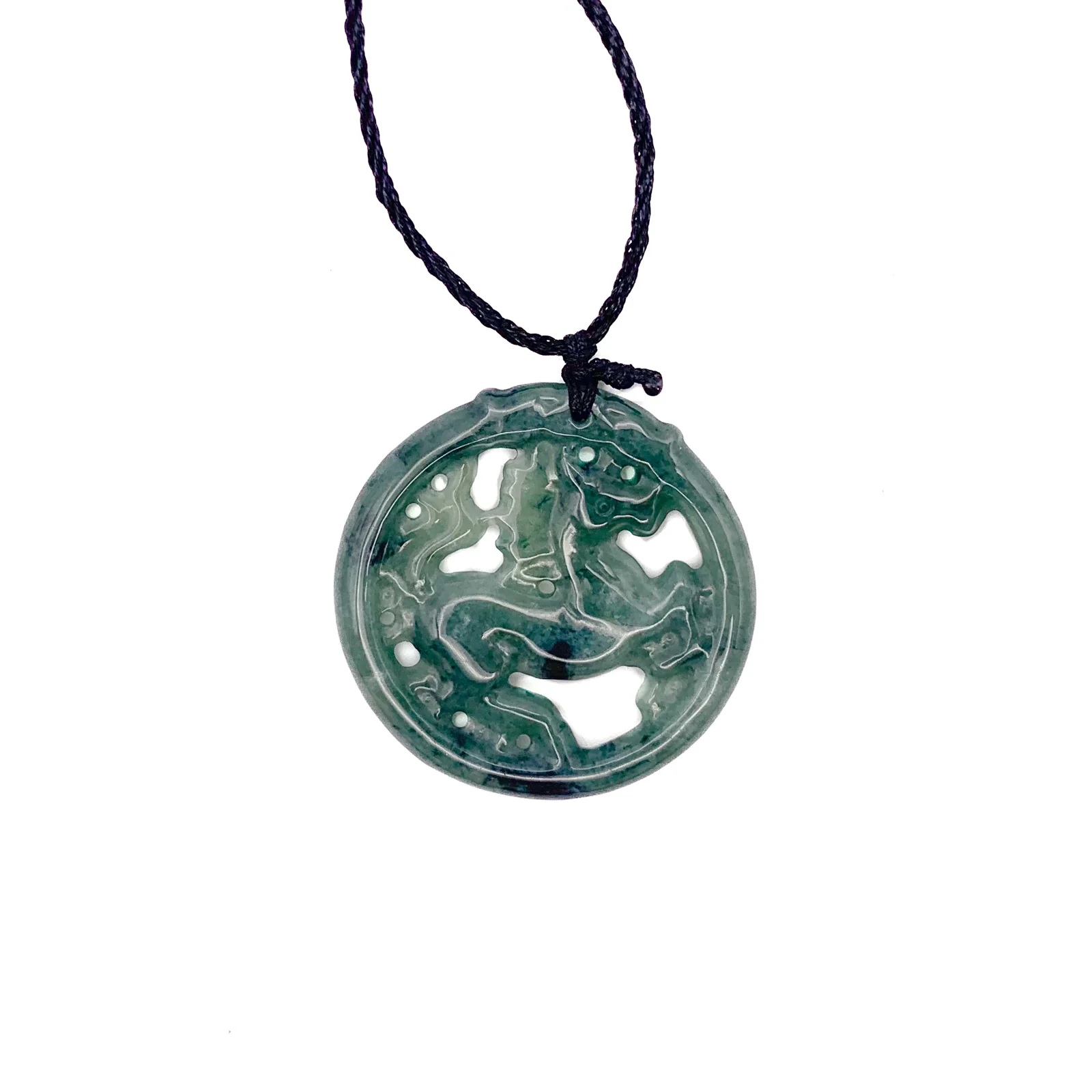 Certified Green Burma Natural Type A Jade Jadeite Carved Horse Pendant - Image 6