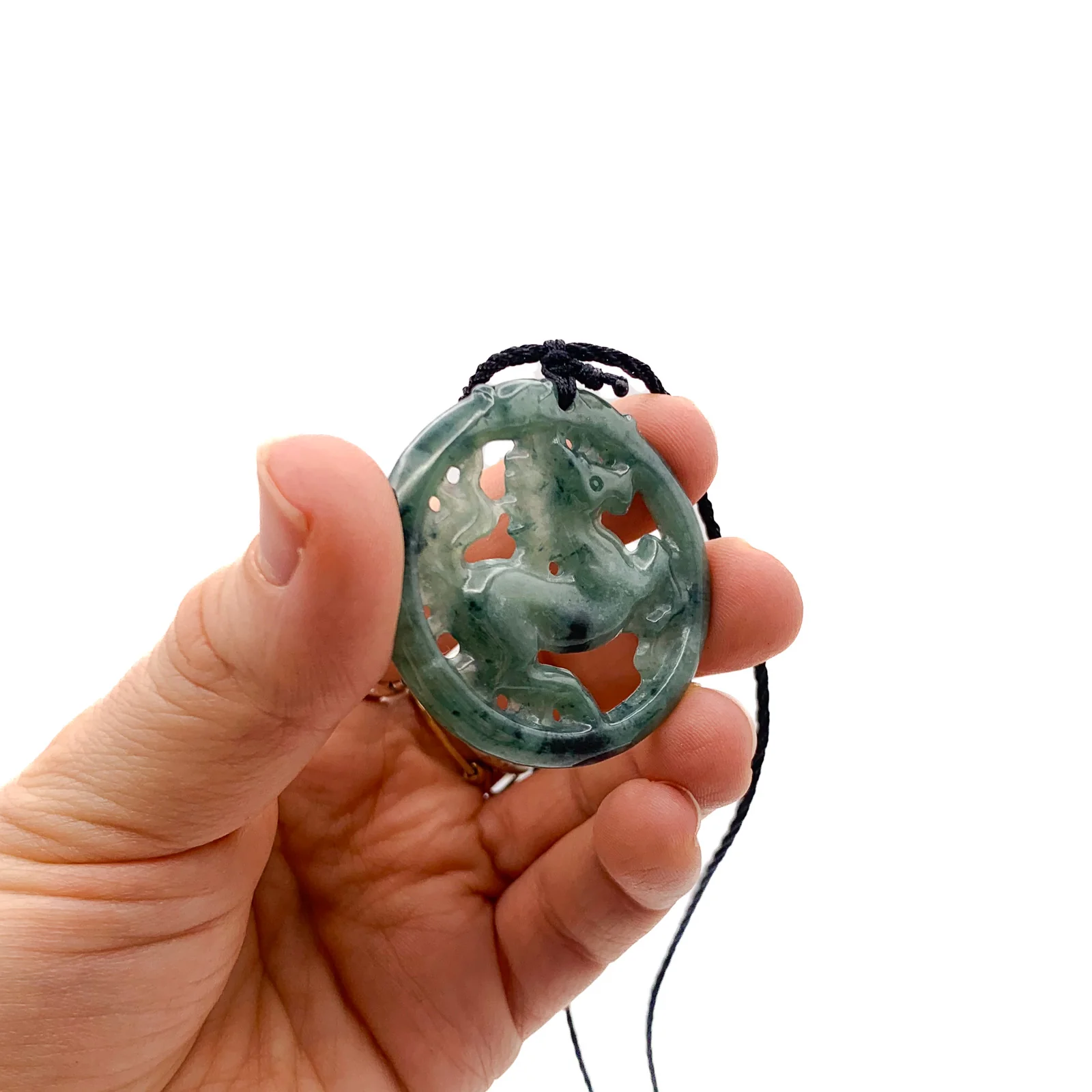 Certified Green Burma Natural Type A Jade Jadeite Carved Horse Pendant - Image 7