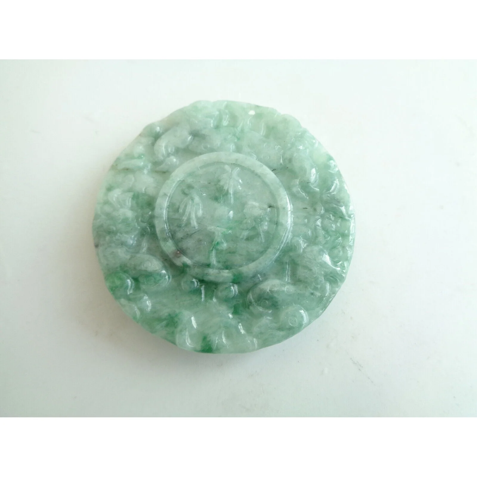 Certified Green Burma Natural Type A Jadeite Carved Dragon Ruyi Pendant - Image 2