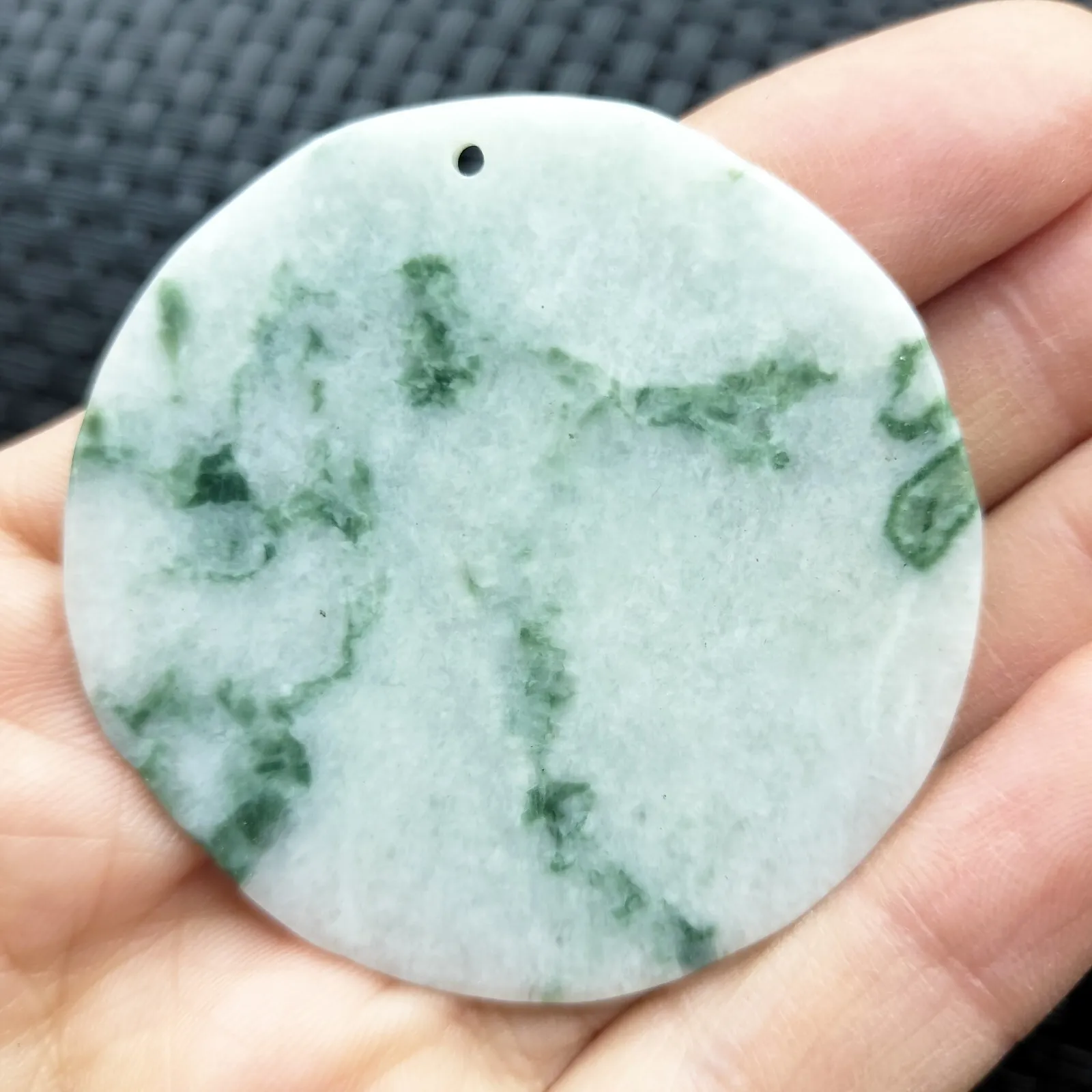 Certified Green Floral Natural Type A Jade Jadeite Carved Flower Pendant - Image 3