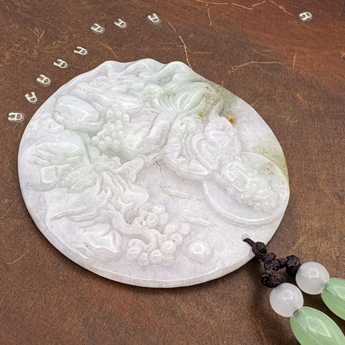 Certified Green Lavender A Jade Pendant Guanyin Kwan Yin God Landscape Painting - Image 3