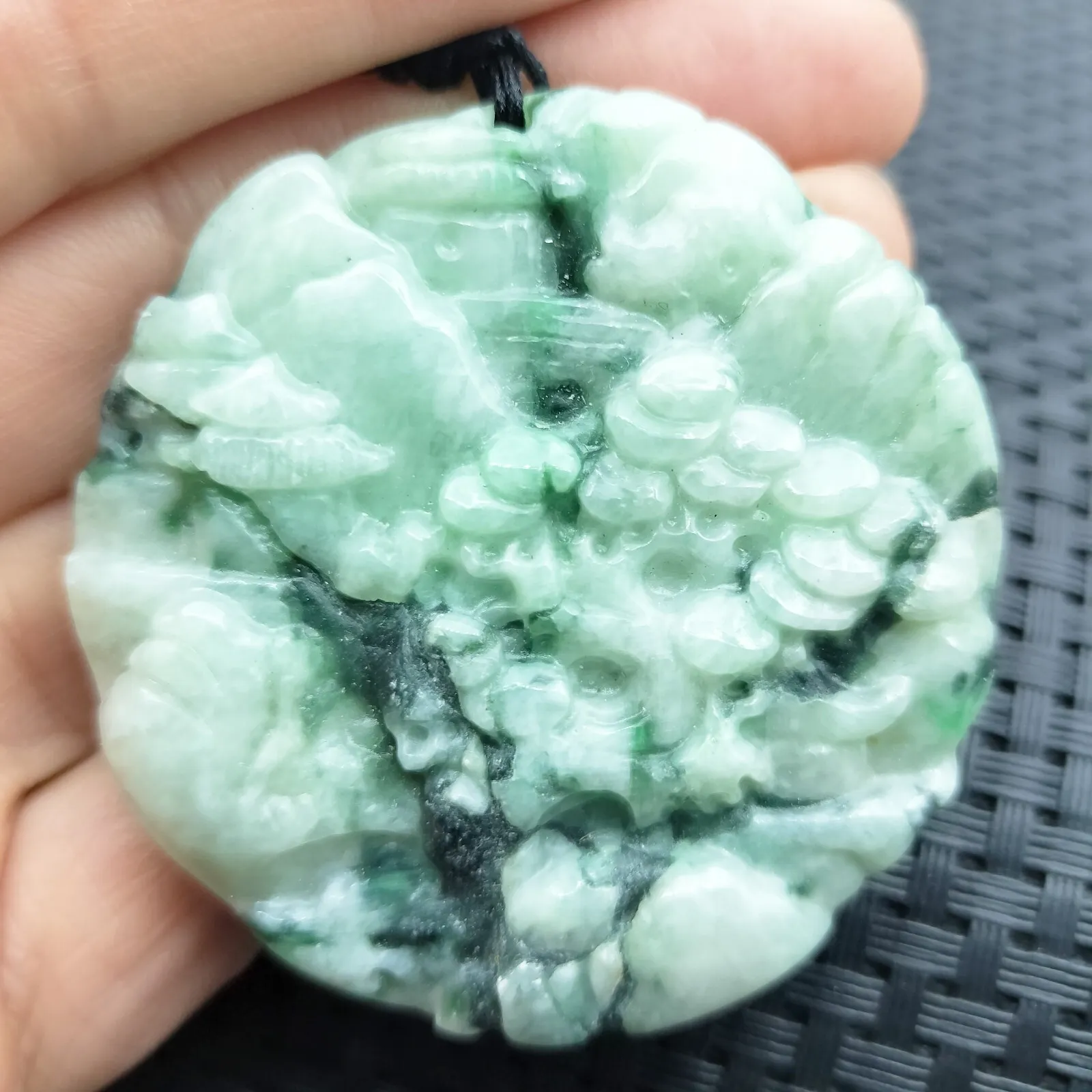 Certified Green Lavender Natural A Jade Jadeite Pendant Landscape Painting Necklace - Image 17