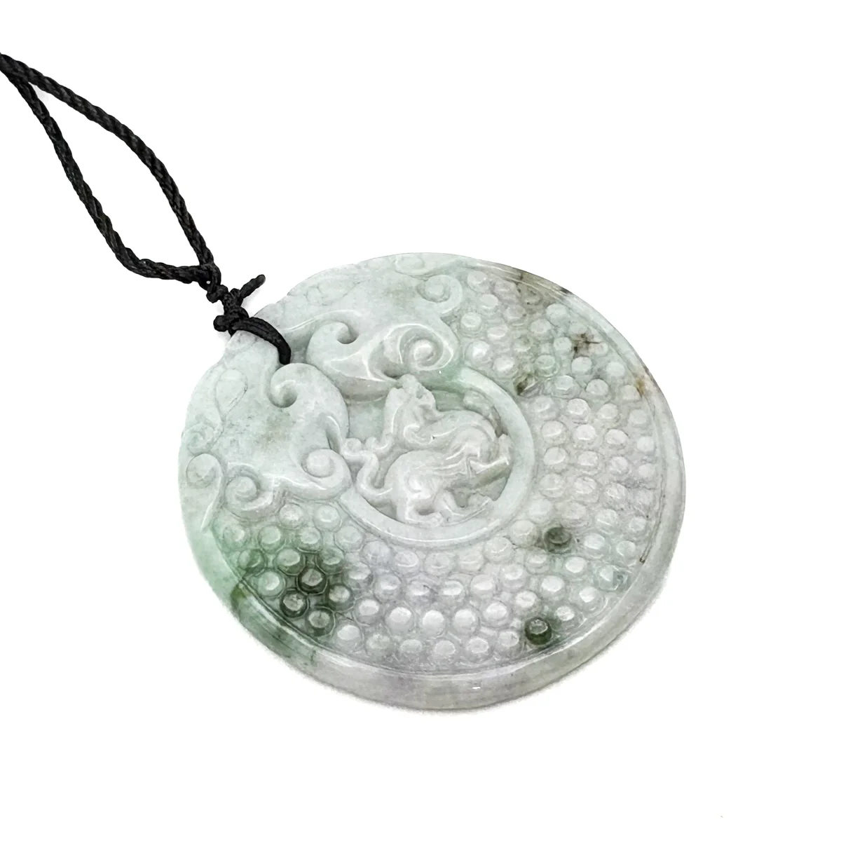 Certified Green Lavender Natural A Jade Jadeite Retro Style Dragon Pi Xi Pendant - Image 3