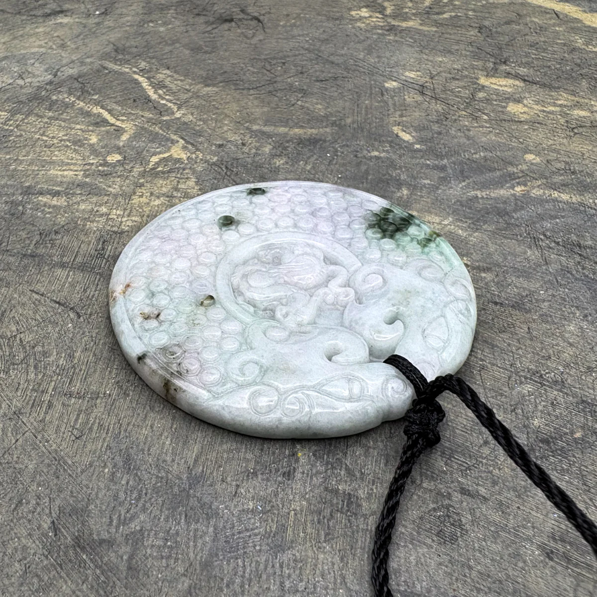 Certified Green Lavender Natural A Jade Jadeite Retro Style Dragon Pi Xi Pendant - Image 4
