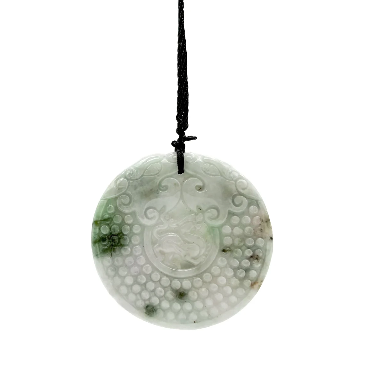 Certified Green Lavender Natural A Jade Jadeite Retro Style Dragon Pi Xi Pendant - Image 7