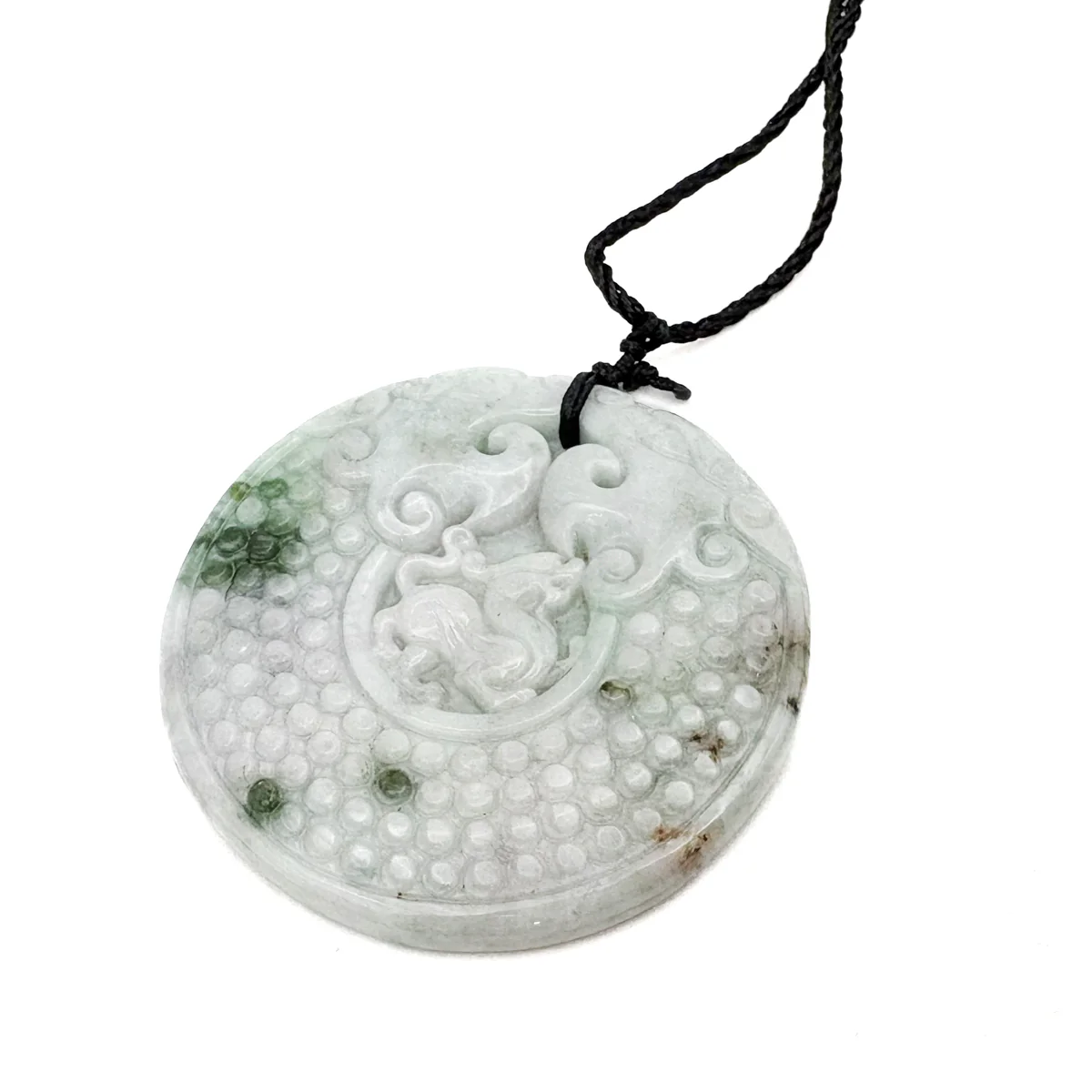 Certified Green Lavender Natural A Jade Jadeite Retro Style Dragon Pi Xi Pendant - Image 9