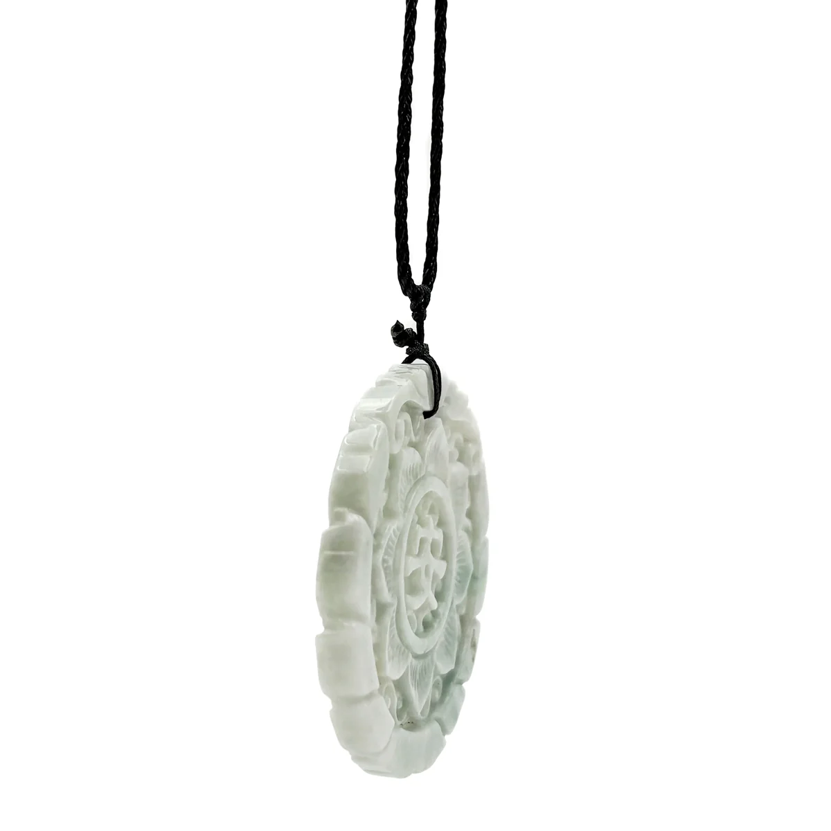 Certified Green Lavender Natural A Jadeite Double Face Flower Yu Symbol Safety Pendant - Image 11