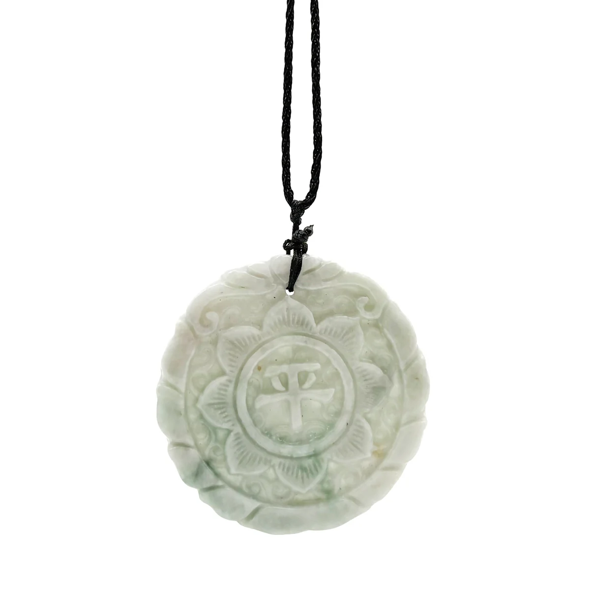 Certified Green Lavender Natural A Jadeite Double Face Flower Yu Symbol Safety Pendant - Image 12