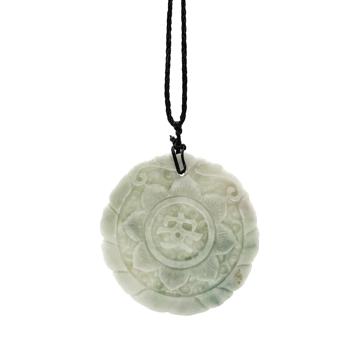 Certified Green Lavender Natural A Jadeite Double Face Flower Yu Symbol Safety Pendant - Image 13