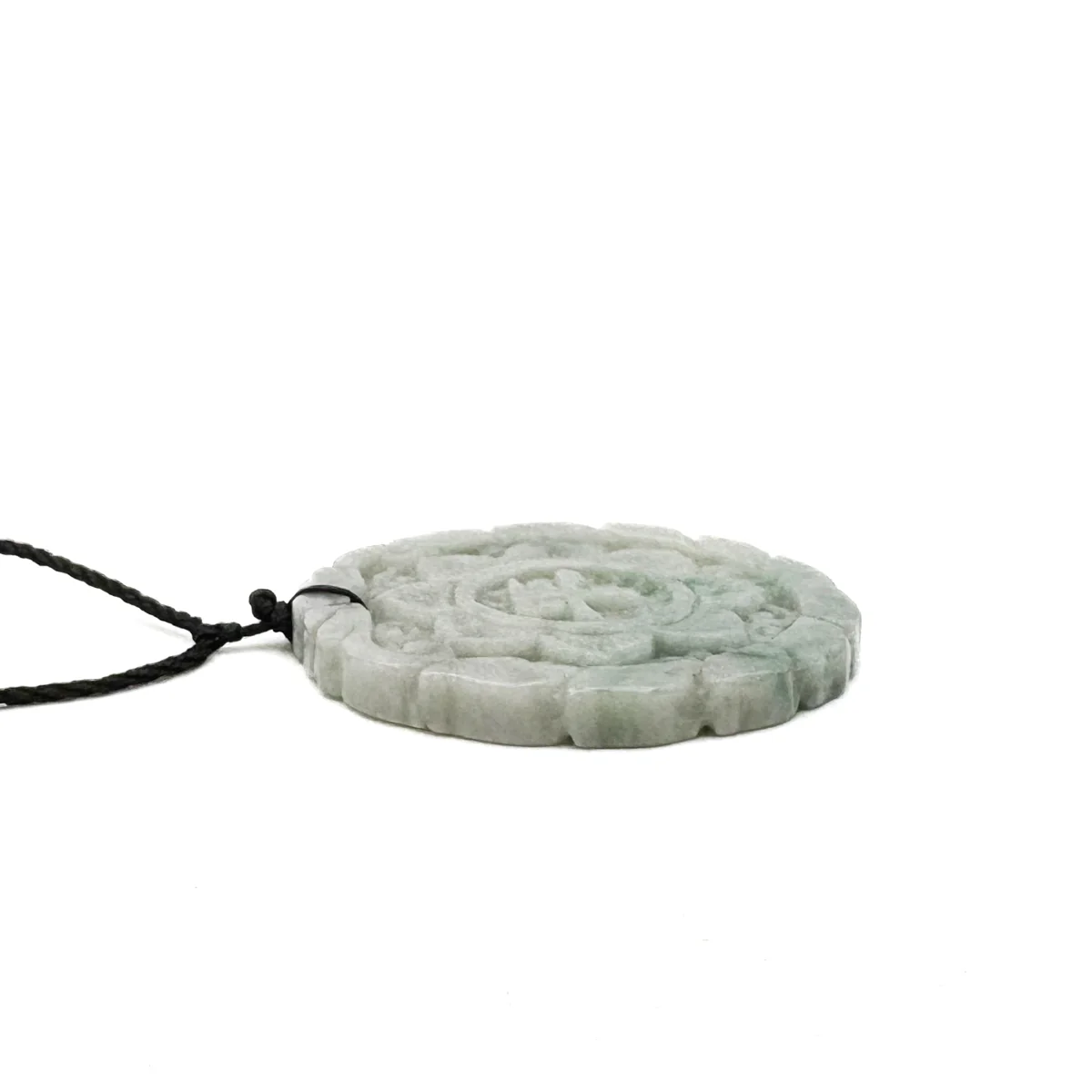 Certified Green Lavender Natural A Jadeite Double Face Flower Yu Symbol Safety Pendant - Image 14