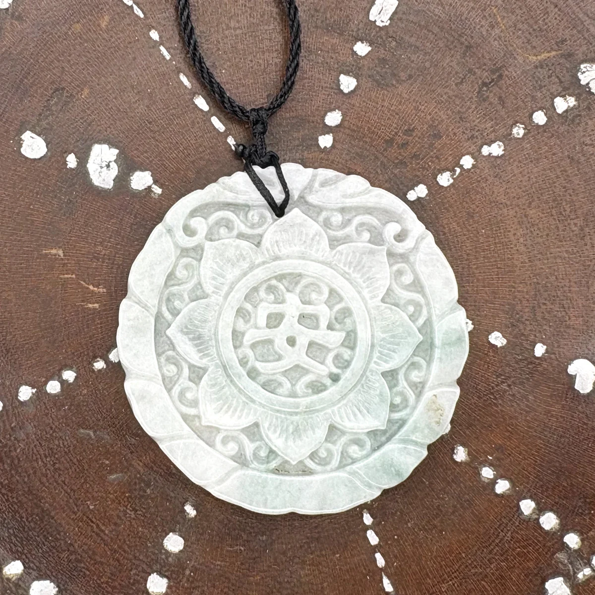 Certified Green Lavender Natural A Jadeite Double Face Flower Yu Symbol Safety Pendant - Image 2
