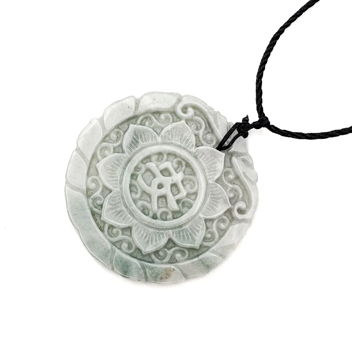 Certified Green Lavender Natural A Jadeite Double Face Flower Yu Symbol Safety Pendant - Image 4