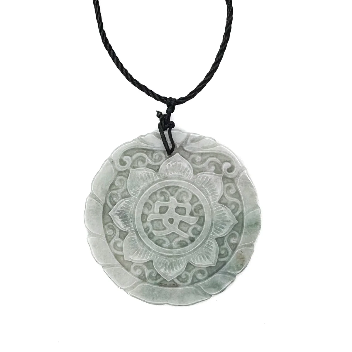 Certified Green Lavender Natural A Jadeite Double Face Flower Yu Symbol Safety Pendant - Image 5