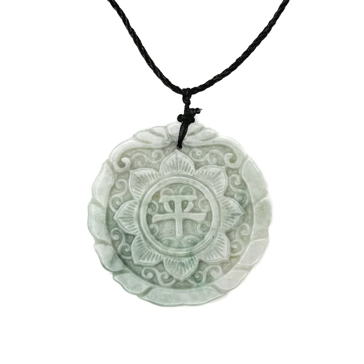 Certified Green Lavender Natural A Jadeite Double Face Flower Yu Symbol Safety Pendant - Image 6