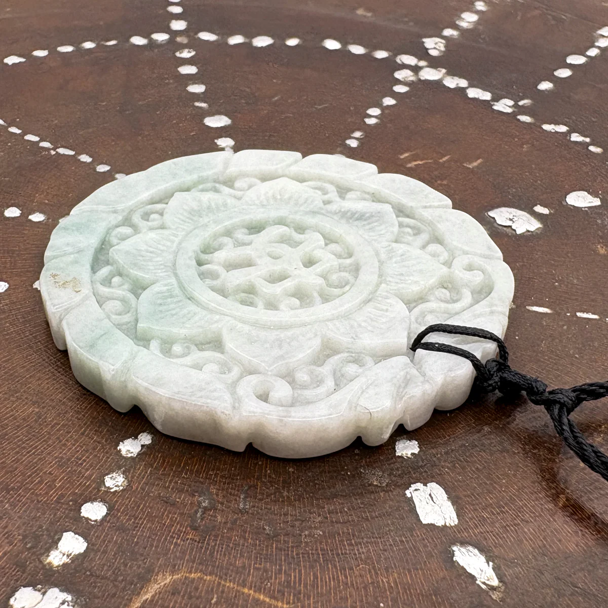 Certified Green Lavender Natural A Jadeite Double Face Flower Yu Symbol Safety Pendant - Image 7