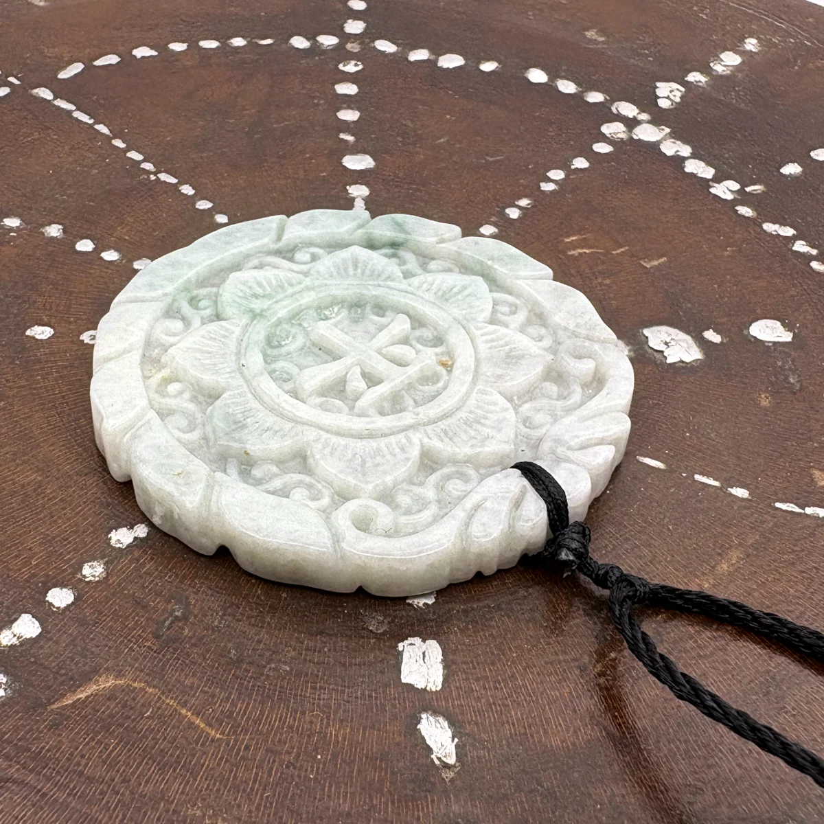 Certified Green Lavender Natural A Jadeite Double Face Flower Yu Symbol Safety Pendant - Image 8