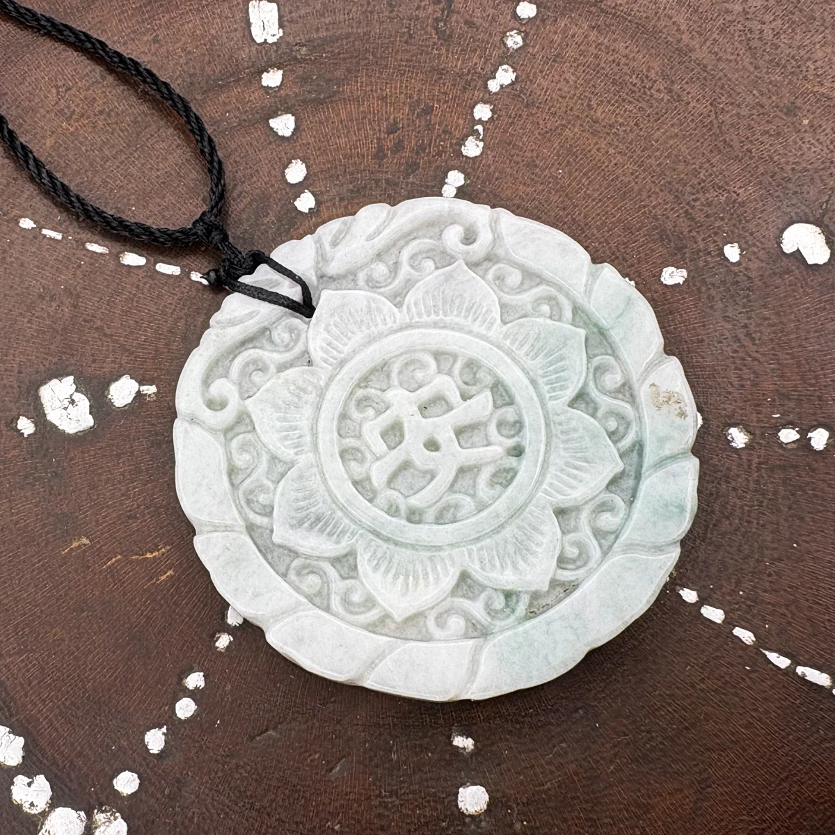 Certified Green Lavender Natural A Jadeite Double Face Flower Yu Symbol Safety Pendant - Image 9