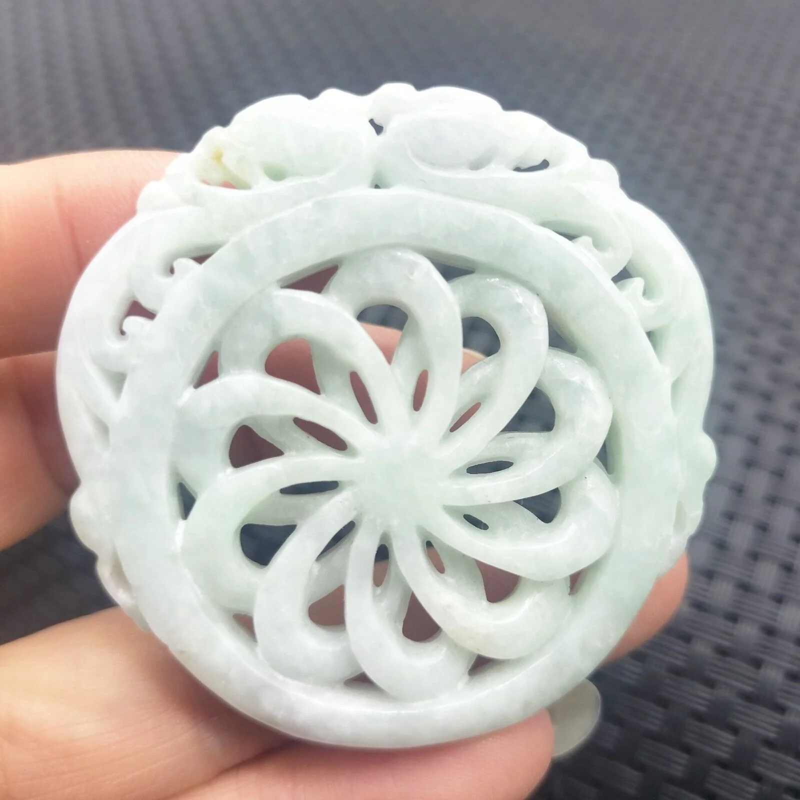 Certified Green Lavender Natural A Jadeite Dragon Pi Xiu Circle Knotted Pendant - Image 2