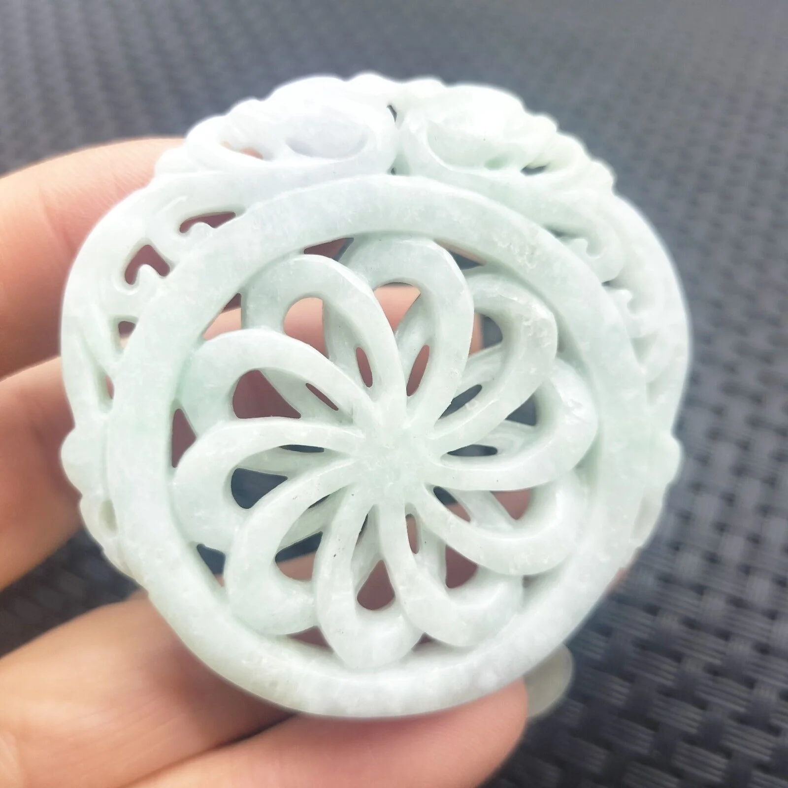 Certified Green Lavender Natural A Jadeite Dragon Pi Xiu Circle Knotted Pendant - Image 3