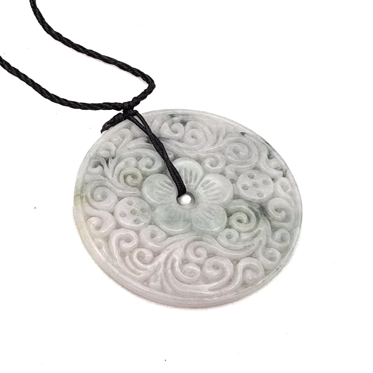 Certified Green Lavender Natural A Jadeite Moire Safety Circle Donut Pendant - Image 6