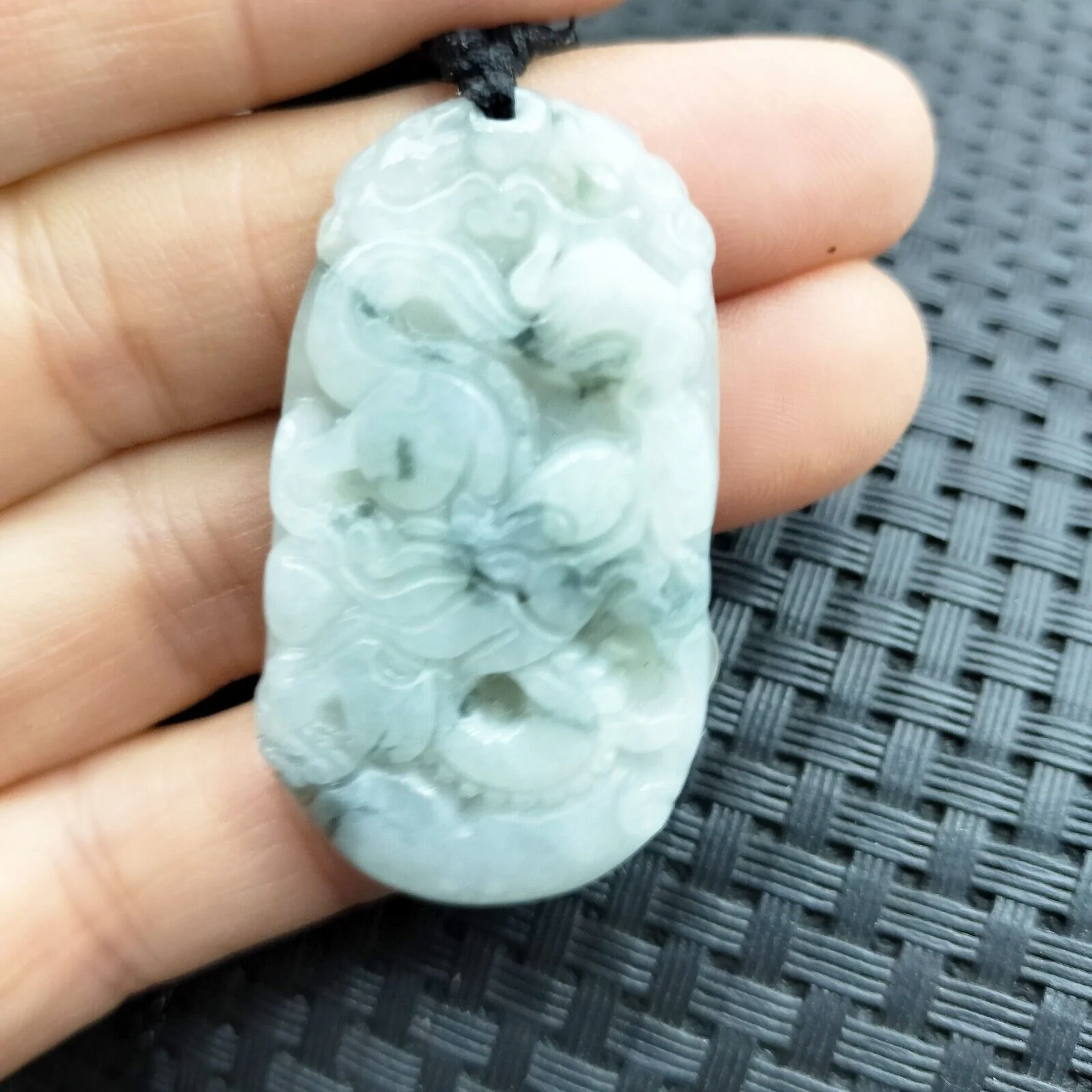 Certified Green Lavender Natural Type A Jade Jadeite Carved Dragon Necklace - Image 3