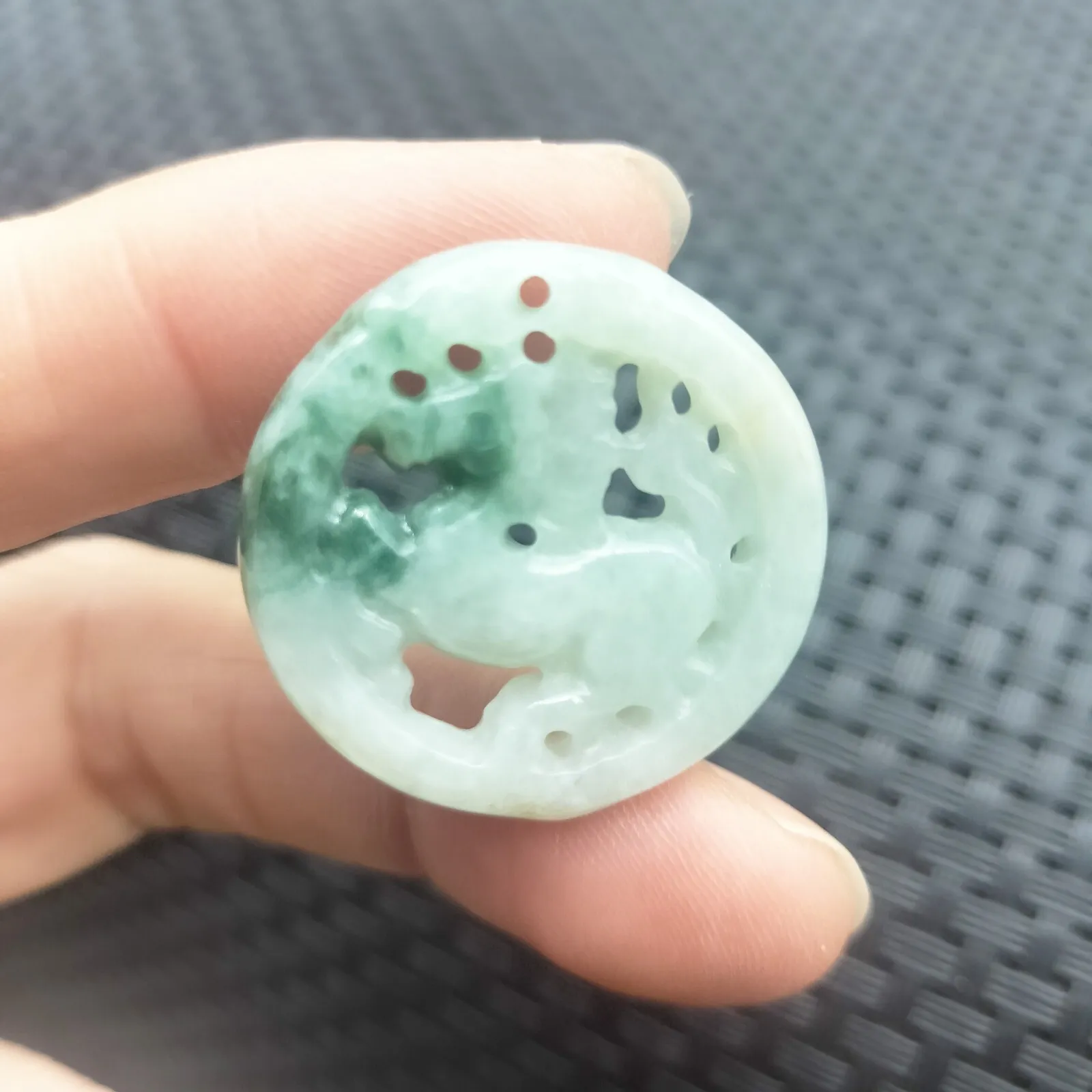 Certified Green Lavender Natural Type A Jade Jadeite Carved Horse Pendant - Image 4