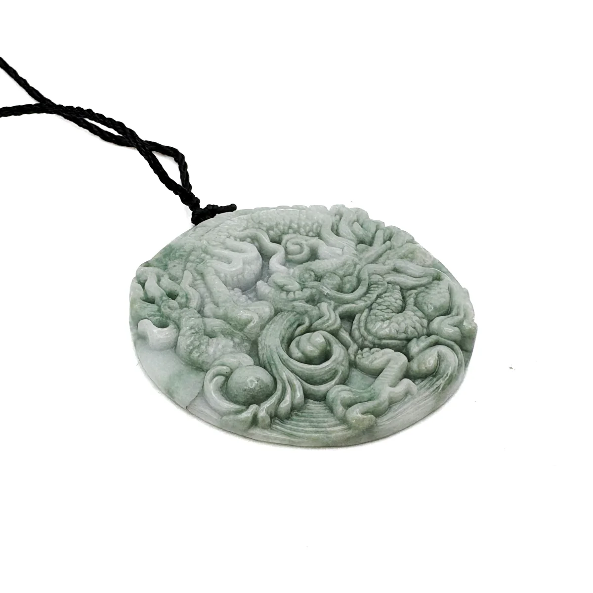 Certified Green Lavender Natural Type A Jadeite Carved Dragon Bead Pendant - Image 2