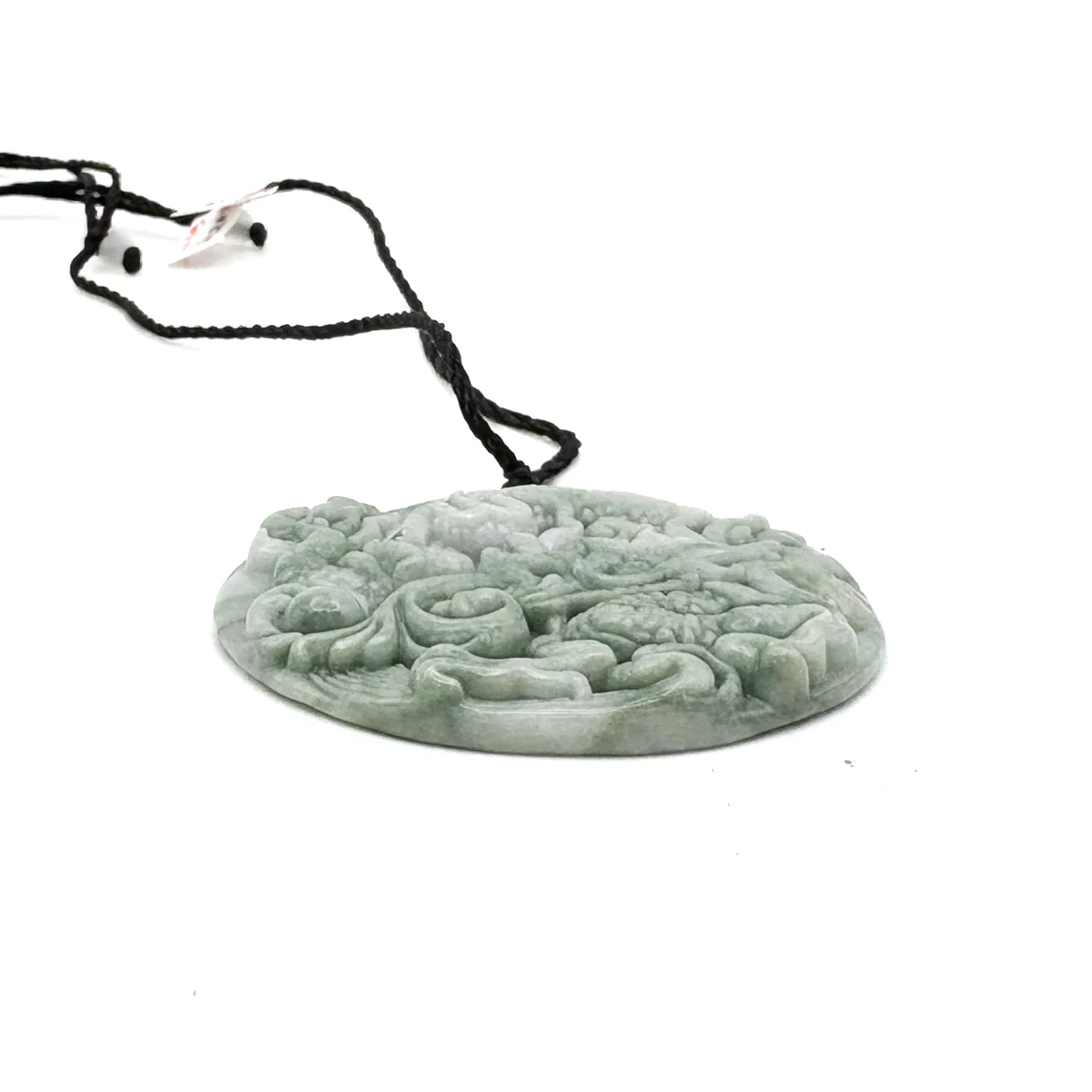 Certified Green Lavender Natural Type A Jadeite Carved Dragon Bead Pendant - Image 4