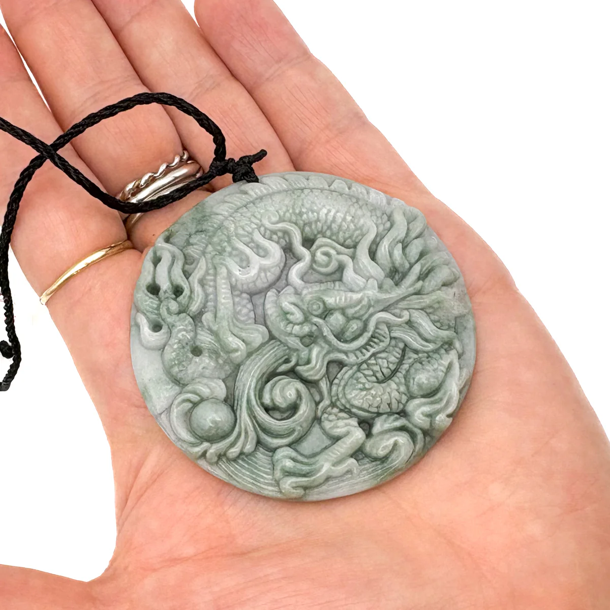 Certified Green Lavender Natural Type A Jadeite Carved Dragon Bead Pendant - Image 8