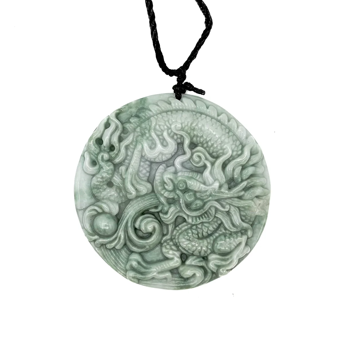 Certified Green Lavender Natural Type A Jadeite Carved Dragon Bead Pendant - Image 9