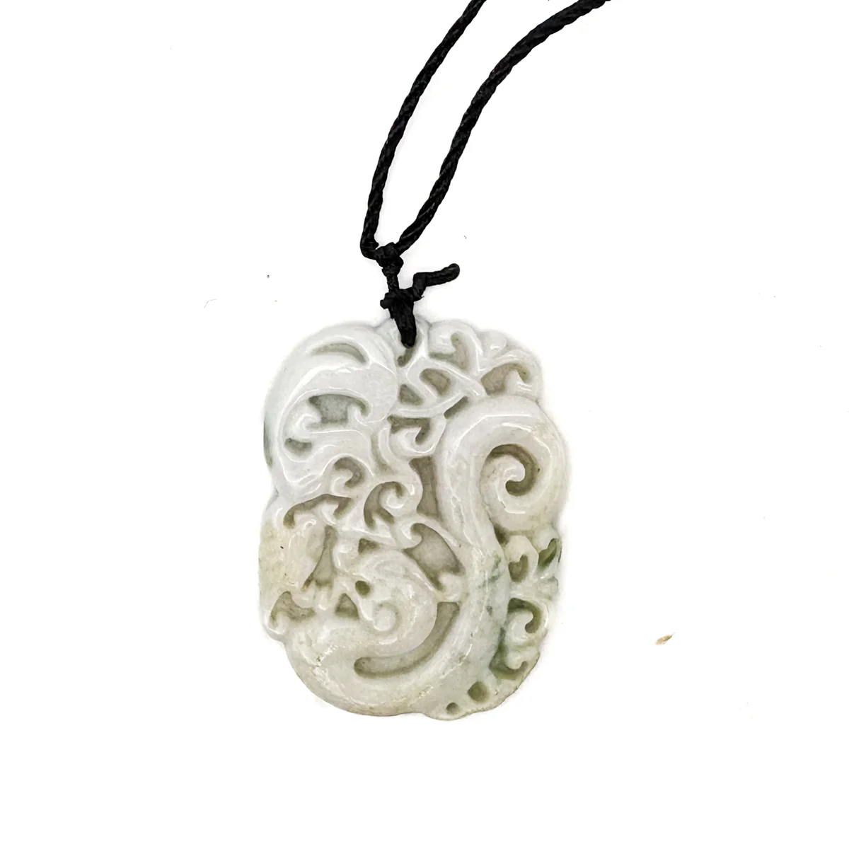 Certified Green Lavender Natural Type A Jadeite Carved Dragon Phoenix Pendant Necklace - Image 2