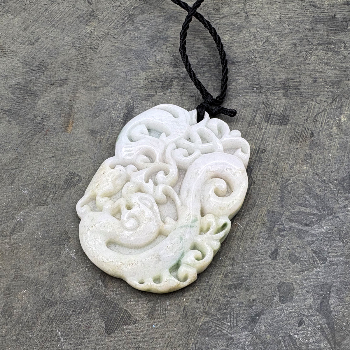Certified Green Lavender Natural Type A Jadeite Carved Dragon Phoenix Pendant Necklace - Image 3