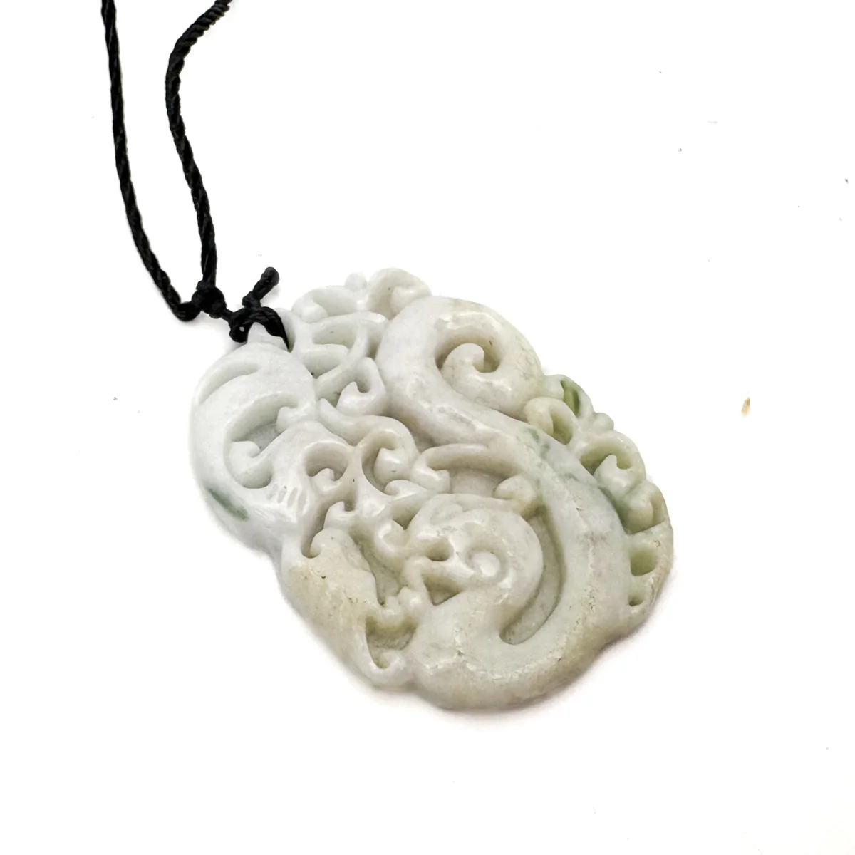 Certified Green Lavender Natural Type A Jadeite Carved Dragon Phoenix Pendant Necklace - Image 4
