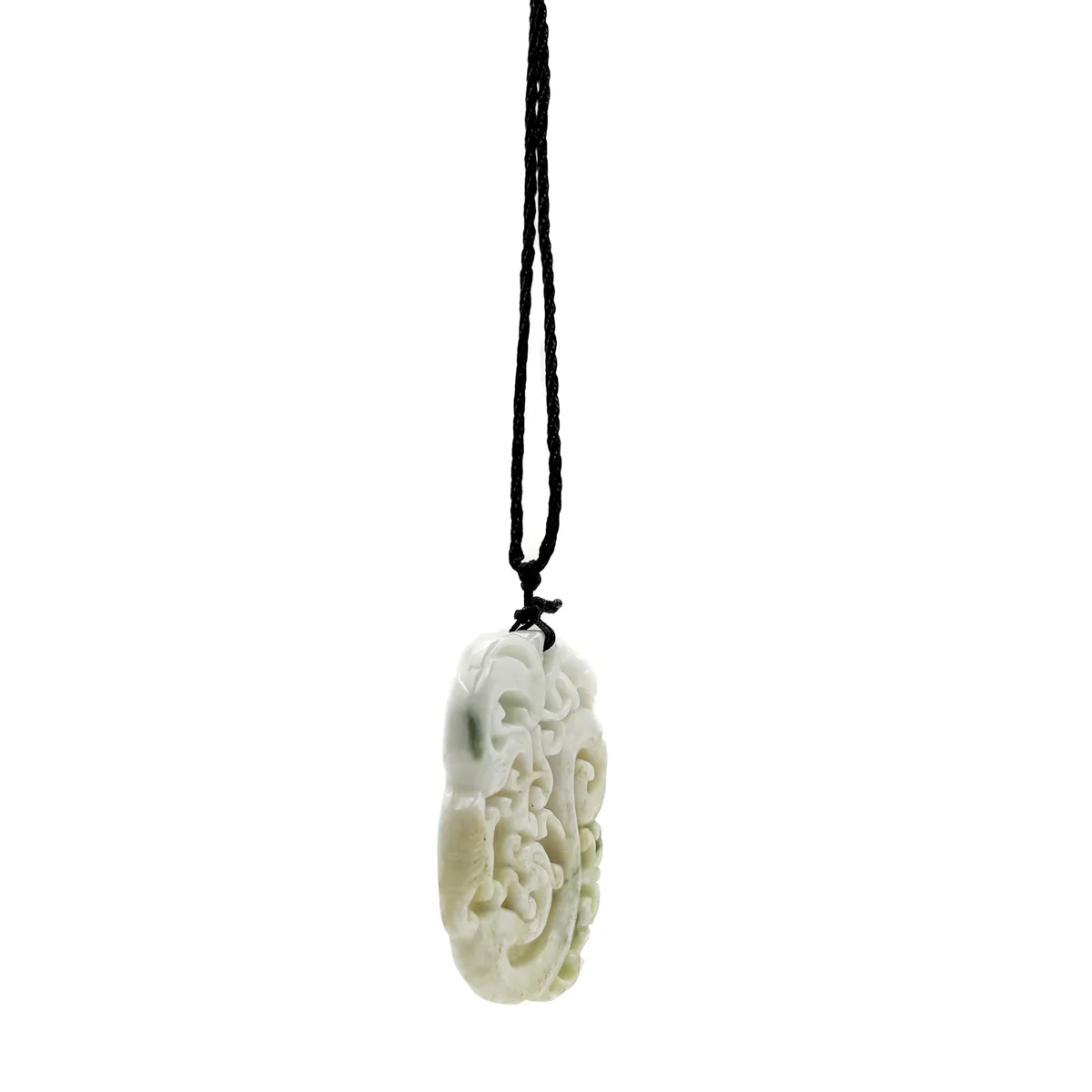 Certified Green Lavender Natural Type A Jadeite Carved Dragon Phoenix Pendant Necklace - Image 6