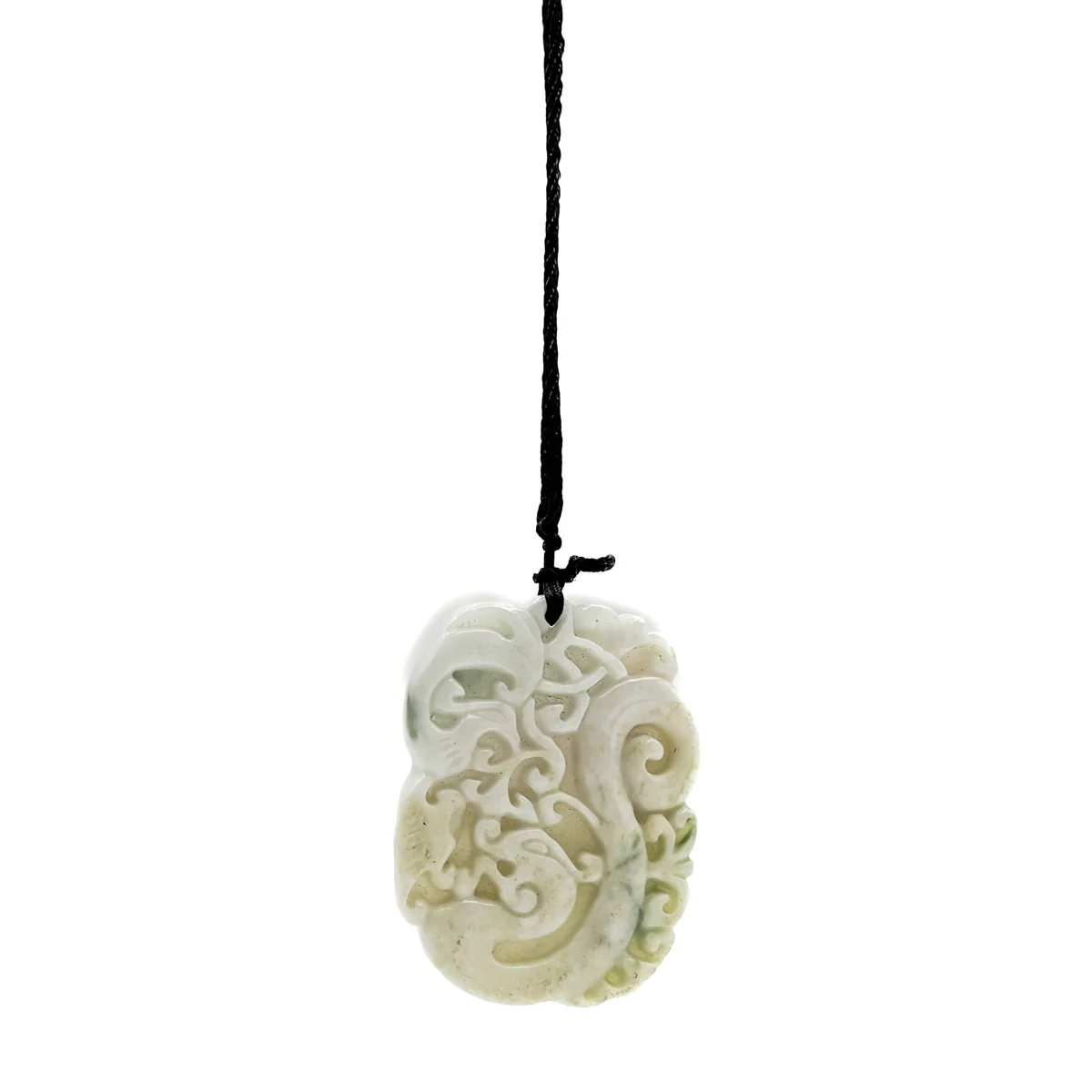 Certified Green Lavender Natural Type A Jadeite Carved Dragon Phoenix Pendant Necklace - Image 7