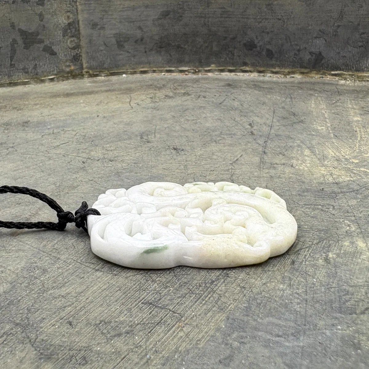 Certified Green Lavender Natural Type A Jadeite Carved Dragon Phoenix Pendant Necklace - Image 8