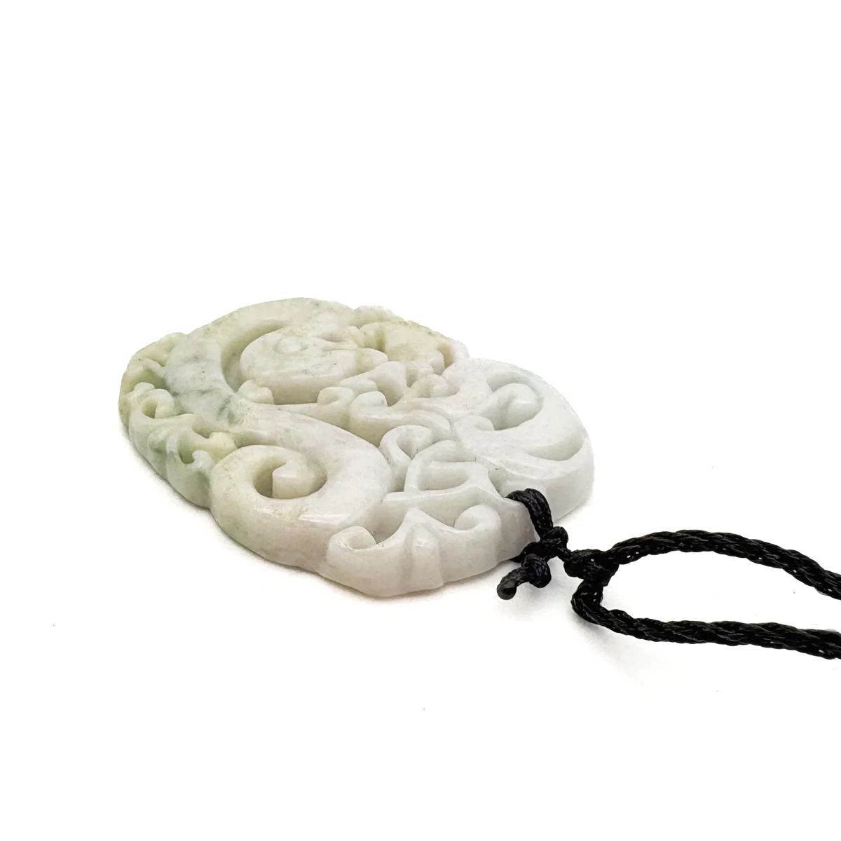 Certified Green Lavender Natural Type A Jadeite Carved Dragon Phoenix Pendant Necklace - Image 9