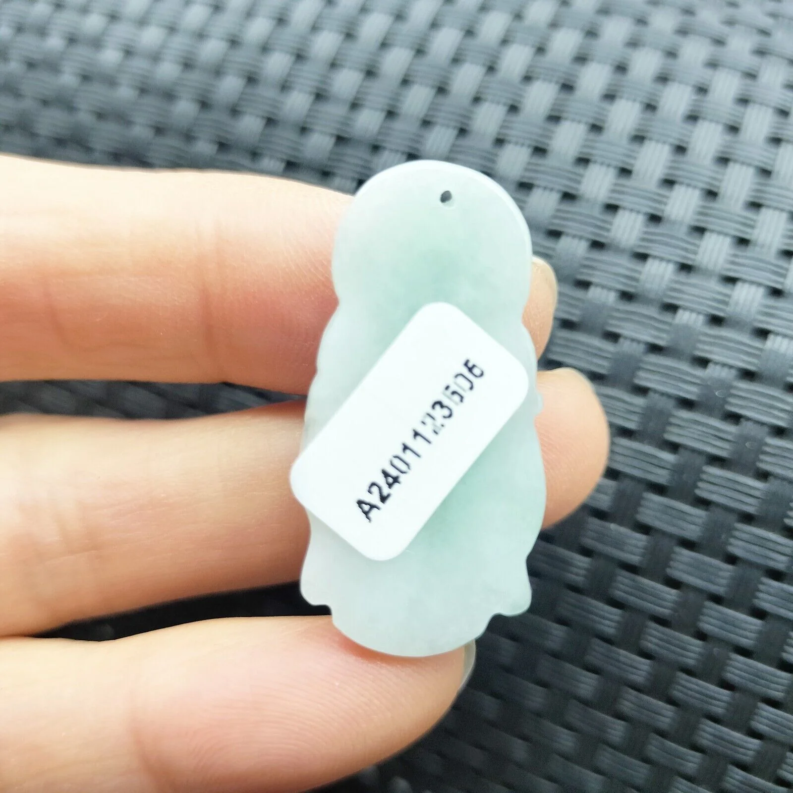 Certified Green Lavender Natural Type A Jadeite Carved Happy Buddha God Pendant - Image 5