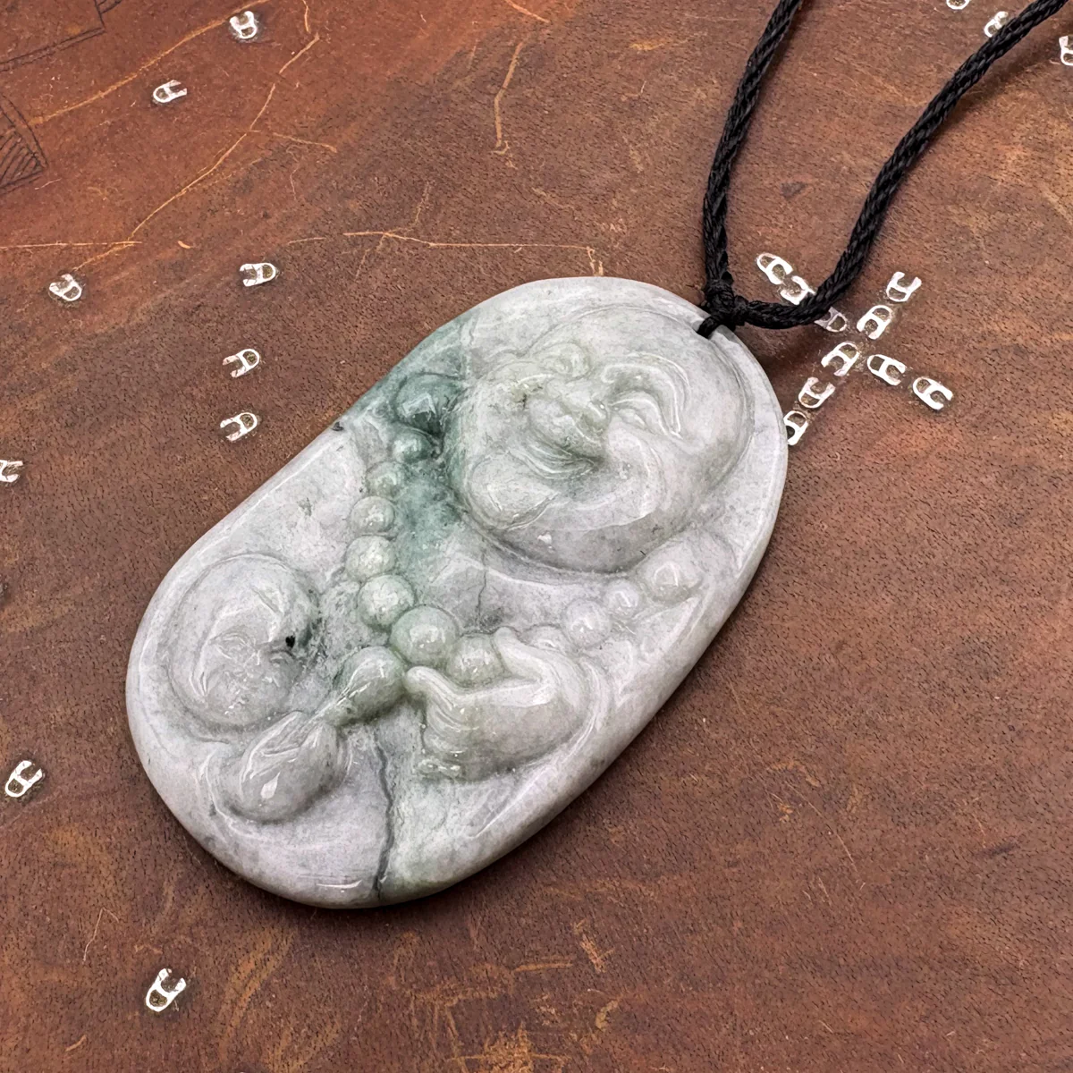 Certified Green Lavender Natural Type A Jadeite Carved Happy Buddha God Pendant Necklace - Image 11