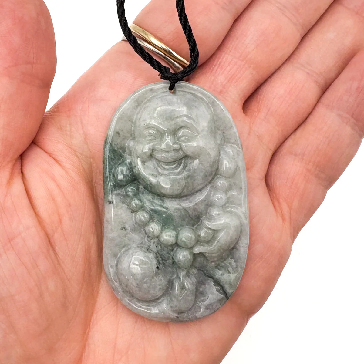 Certified Green Lavender Natural Type A Jadeite Carved Happy Buddha God Pendant Necklace - Image 12