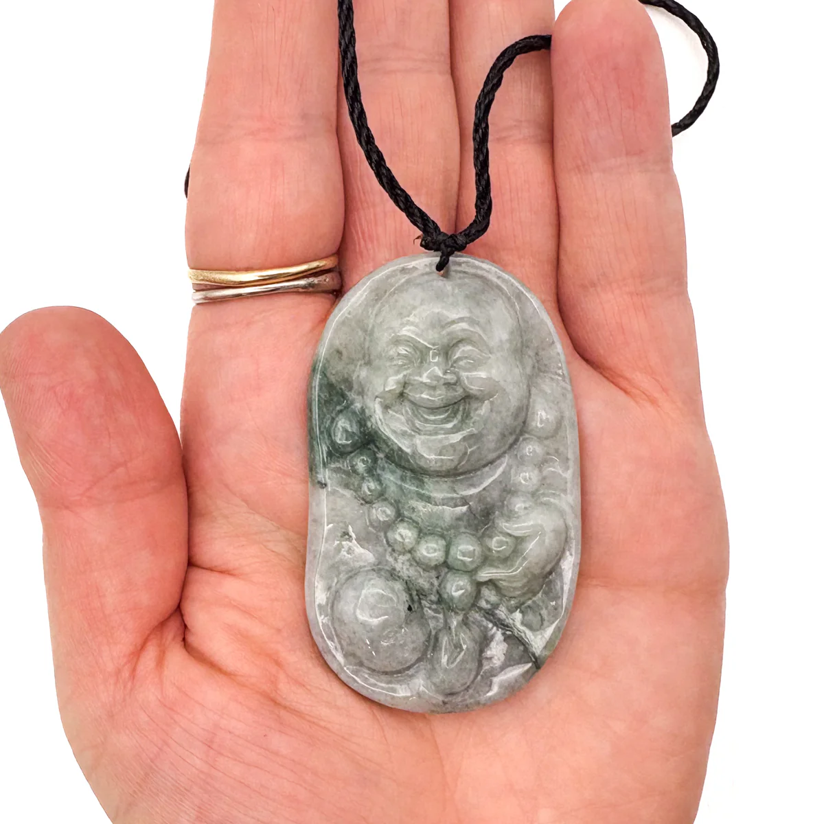 Certified Green Lavender Natural Type A Jadeite Carved Happy Buddha God Pendant Necklace - Image 13